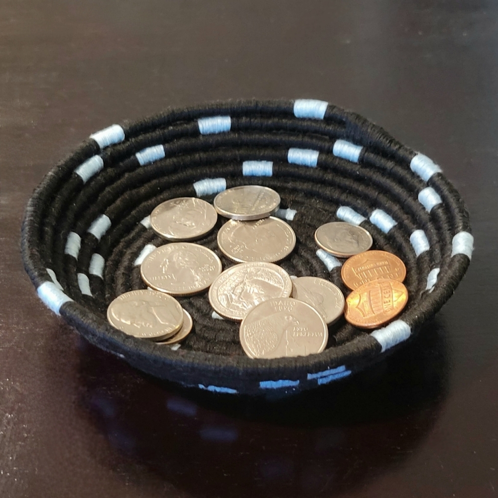 Unique handmade bowl - blue & black